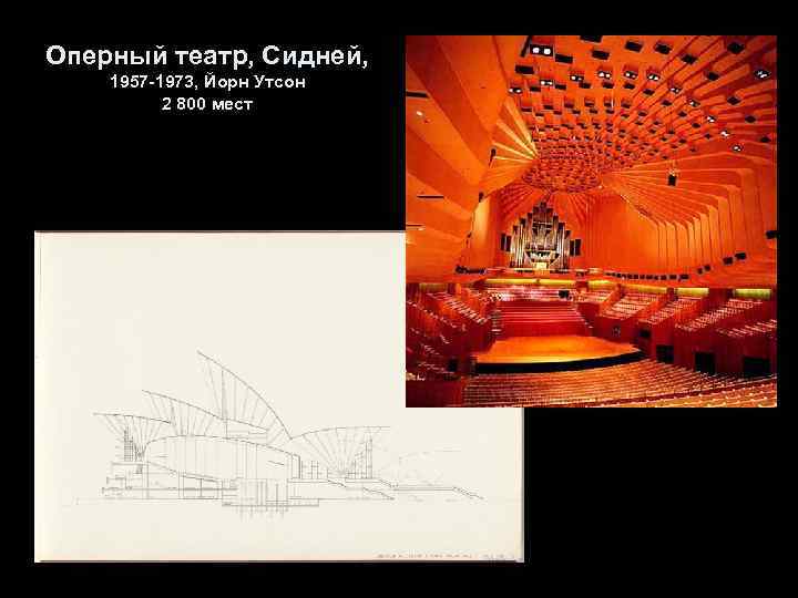 Оперный театр, Сидней, 1957 -1973, Йорн Утсон 2 800 мест 