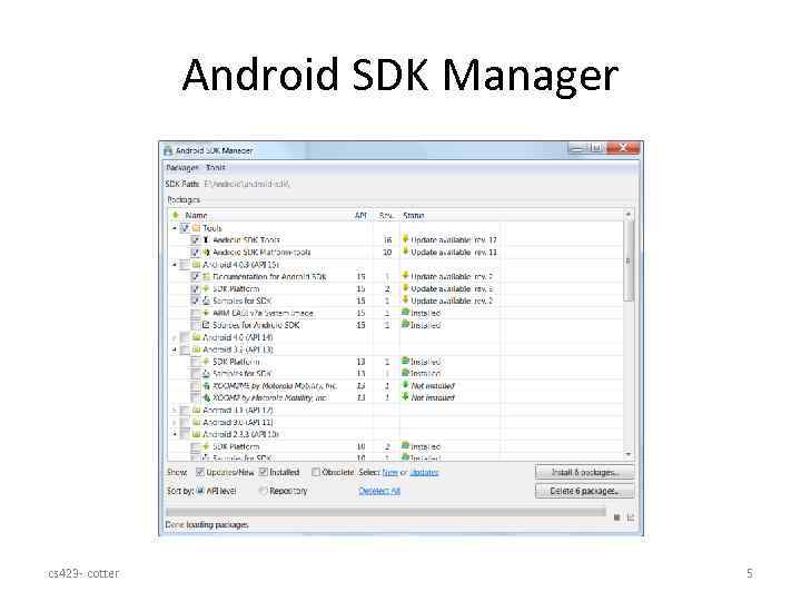 Android SDK Manager cs 423 - cotter 5 