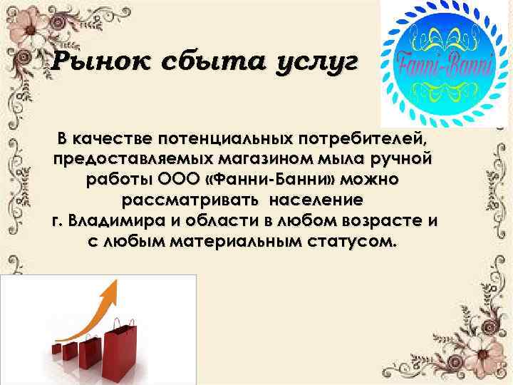 Рынок сбыта услуг В качестве потенциальных потребителей, предоставляемых магазином мыла ручной работы ООО «Фанни-Банни»