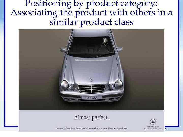 Positioning by product category: Associating the product with others in a similar product class