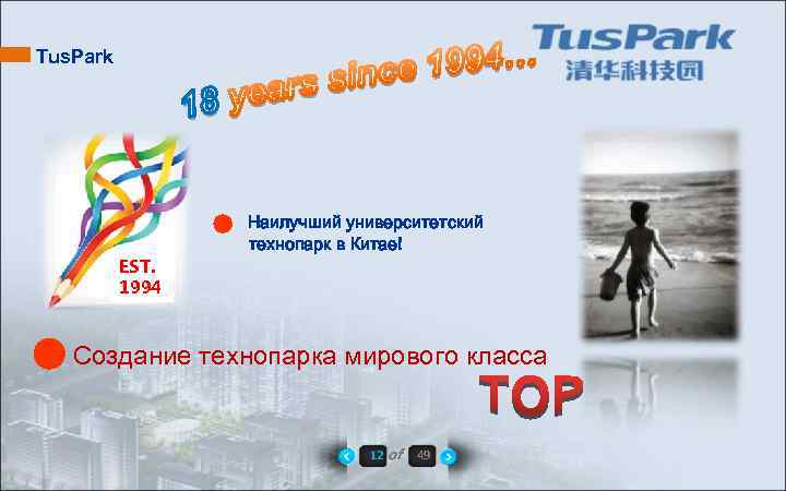 Tus. Park EST. 1994 Наилучший университетский технопарк в Китае! Создание технопарка мирового класса 12