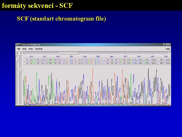 formáty sekvencí - SCF (standart chromatogram file) 