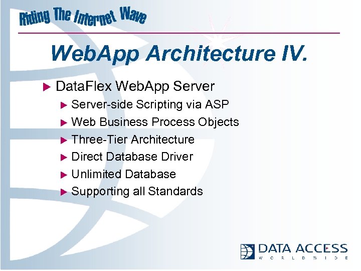 Web. App Architecture IV. u Data. Flex Web. App Server u u u Server-side