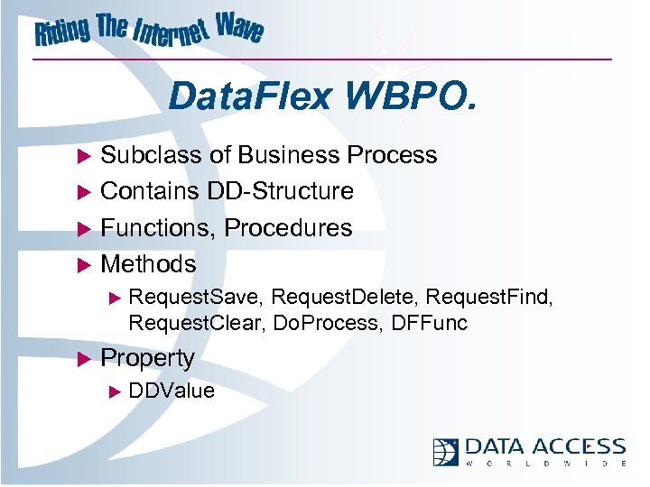 Data. Flex WBPO. Subclass of Business Process u Contains DD-Structure u Functions, Procedures u