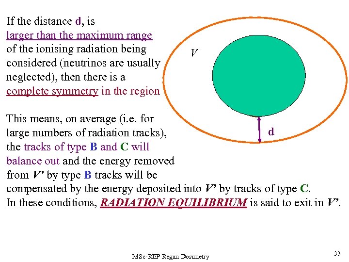 If the distance d, is larger than the maximum range of the ionising radiation