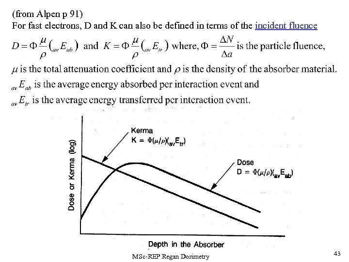 (from Alpen p 91) For fast electrons, D and K can also be defined