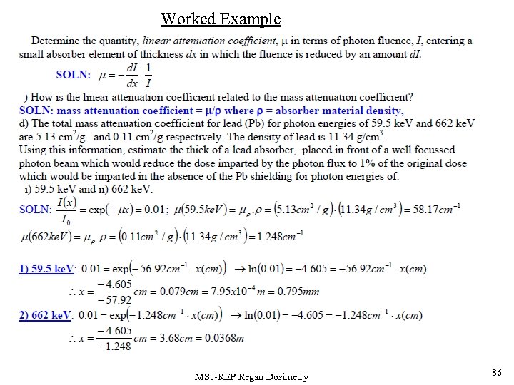 Worked Example MSc-REP Regan Dosimetry 86 