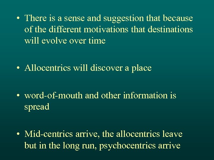  • There is a sense and suggestion that because of the different motivations