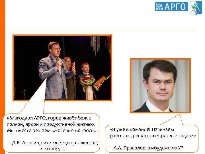 Лидеры – о результатах «Благодаря АРГО, город живёт более полной, яркой и продуктивной жизнью.