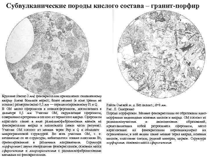 Субвулканические породы кислого состава – гранит-порфир Крупные (около 2 мм) фенокристаллы принадлежат оплавленному кварцу