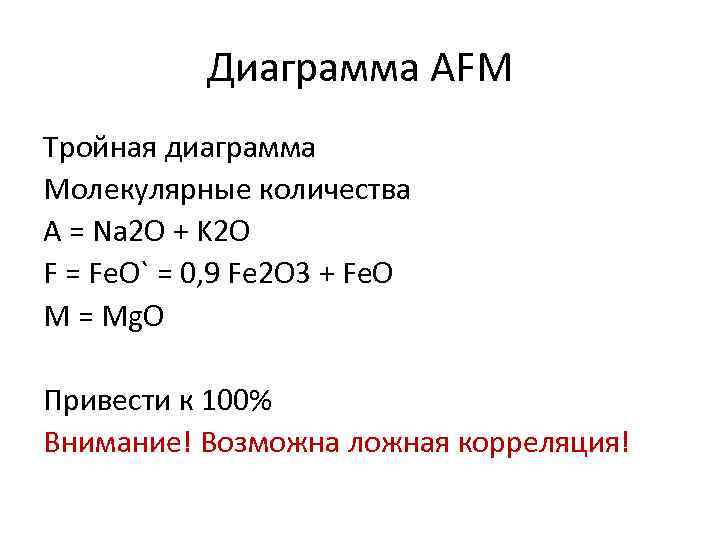 Диаграмма AFM Тройная диаграмма Молекулярные количества А = Na 2 O + K 2