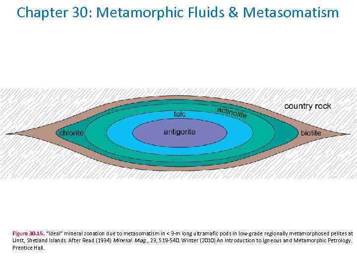 Chapter 30: Metamorphic Fluids & Metasomatism Figure 30. 16. “Ideal” mineral zonation due to