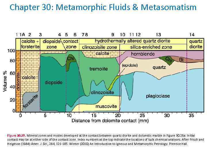 Chapter 30: Metamorphic Fluids & Metasomatism Figure 30. 29. Mineral zones and modes developed