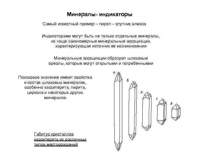 Минералы- индикаторы Самый известный пример – пироп – спутник алмаза Индикаторами могут быть не