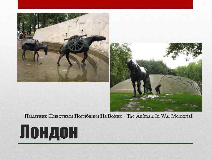 Памятник Животным Погибшим На Войне - The Animals In War Memorial. Лондон 