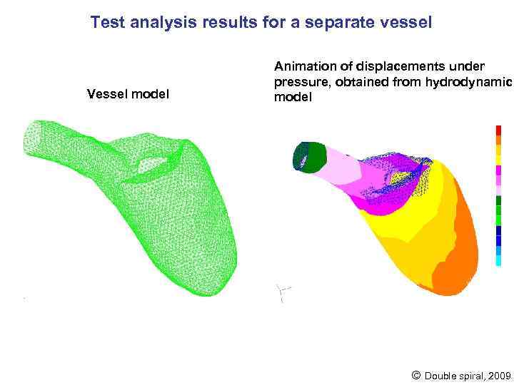 Test analysis results for a separate vessel Vessel model Animation of displacements under pressure,