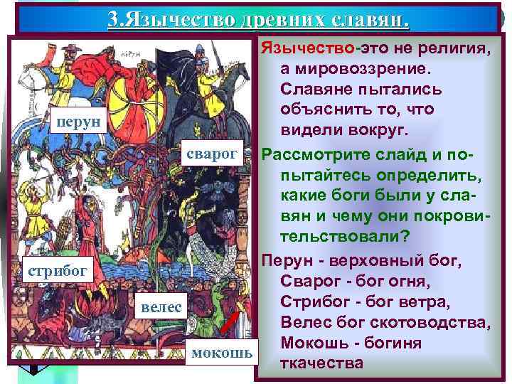 3. Язычество древних славян. перун стрибог Меню Язычество-это не религия, а мировоззрение. Славяне пытались