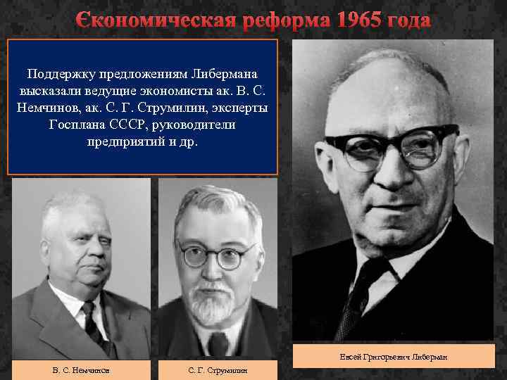 Экономическая реформа 1965 года Впервые основные идеи реформы были обнародованы в В Поддержку Харьковского