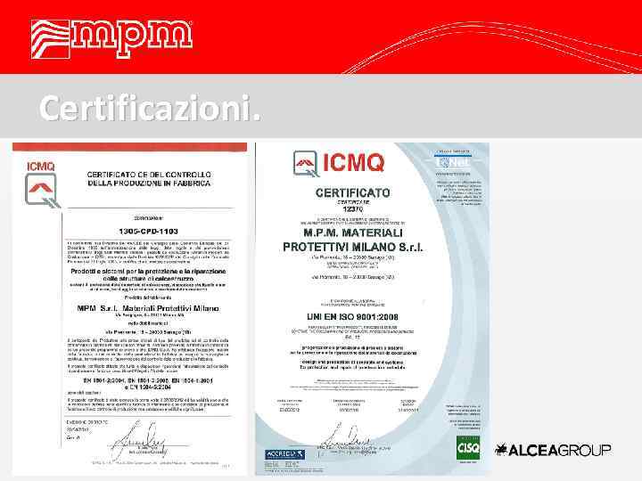 Certificazioni. 