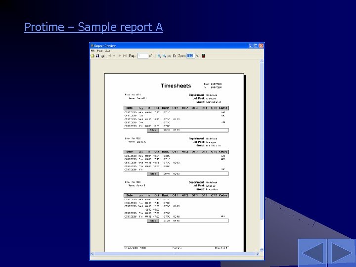 Protime – Sample report A 