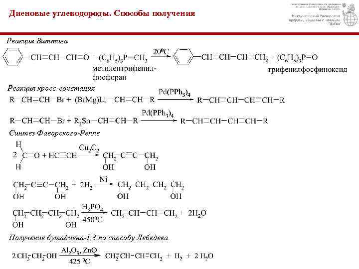 Химические свойства диеновых