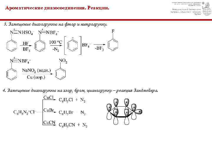 Хлор 2 бром 2 йод 2. Замещение диазогруппы на фтор. Реакция Зандмейера. Реакции радикального замещения диазогруппы. Реакция замещения с бромом.