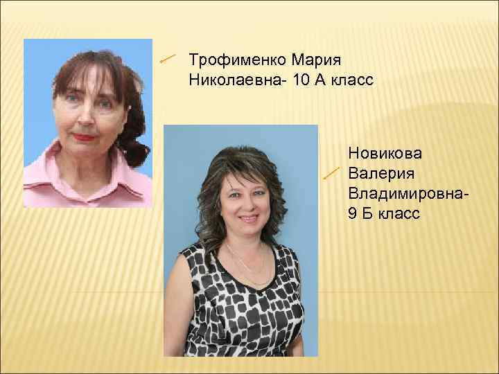 Трофименко Мария Николаевна- 10 А класс Новикова Валерия Владимировна 9 Б класс 