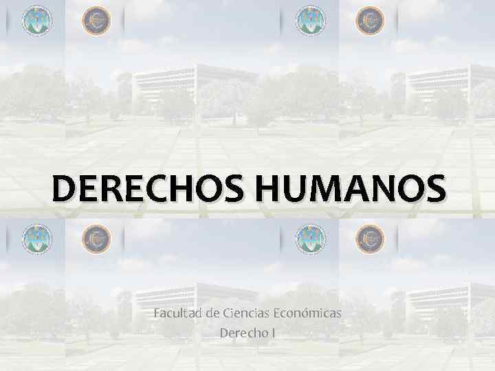 DERECHOS HUMANOS Facultad de Ciencias Económicas Derecho I 