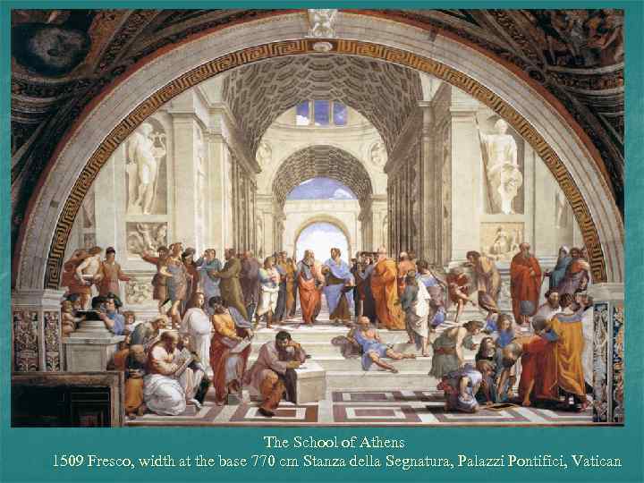 The School of Athens 1509 Fresco, width at the base 770 cm Stanza della