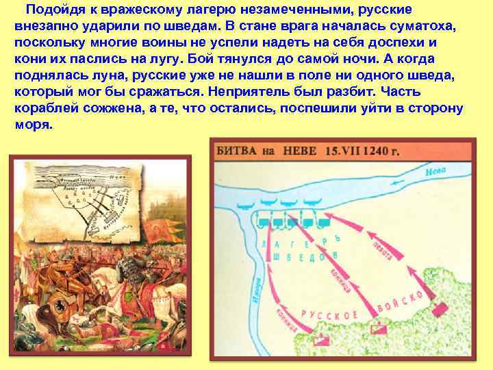  Подойдя к вражескому лагерю незамеченными, русские внезапно ударили по шведам. В стане врага