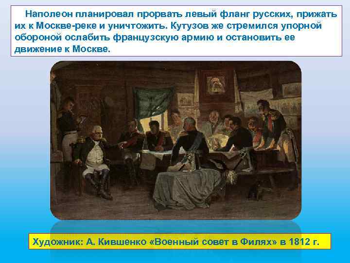 Совет в филях 1812 карта