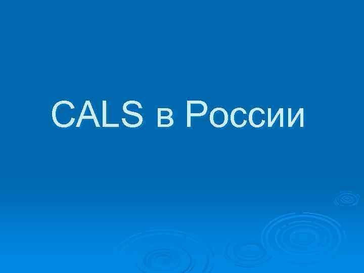 CALS в России 