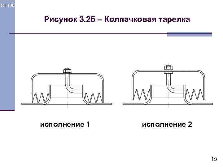 СГТА Рисунок 3. 2 б – Колпачковая тарелка исполнение 1 исполнение 2 15 