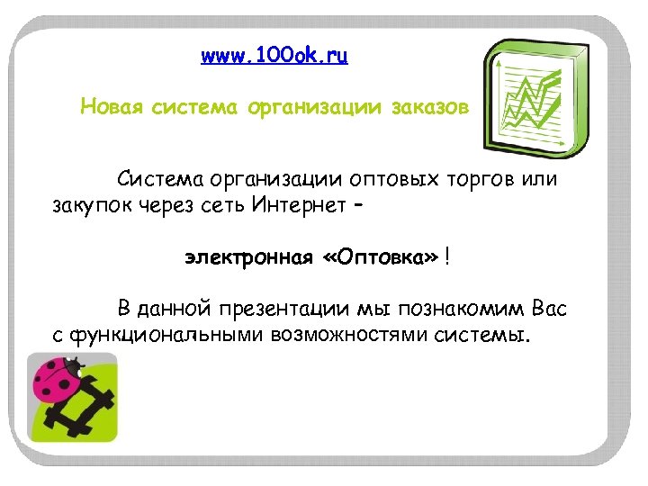 www. 100 ok. ru Новая система организации заказов Система организации оптовых торгов или закупок