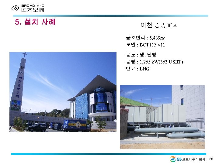 5. 설치 사례 이천 중앙교회 공조면적 : 6, 439 m 2 모델 : BCT