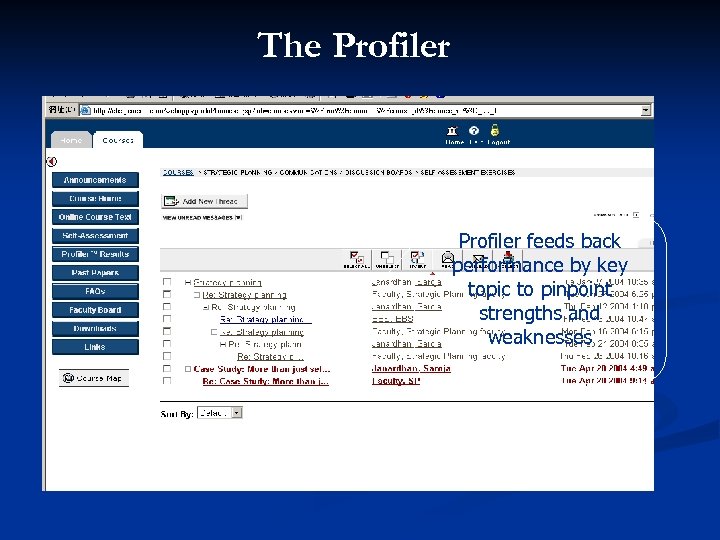 The Profiler feeds back performance by key topic to pinpoint strengths and weaknesses 
