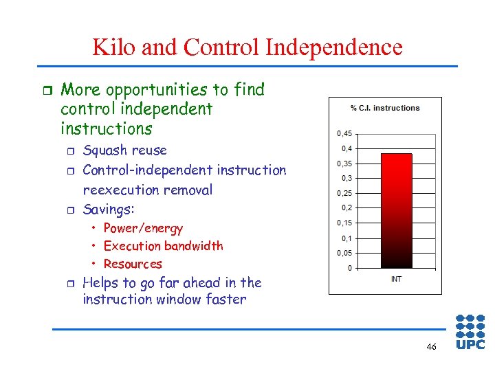 Kilo and Control Independence r More opportunities to find control independent instructions r r