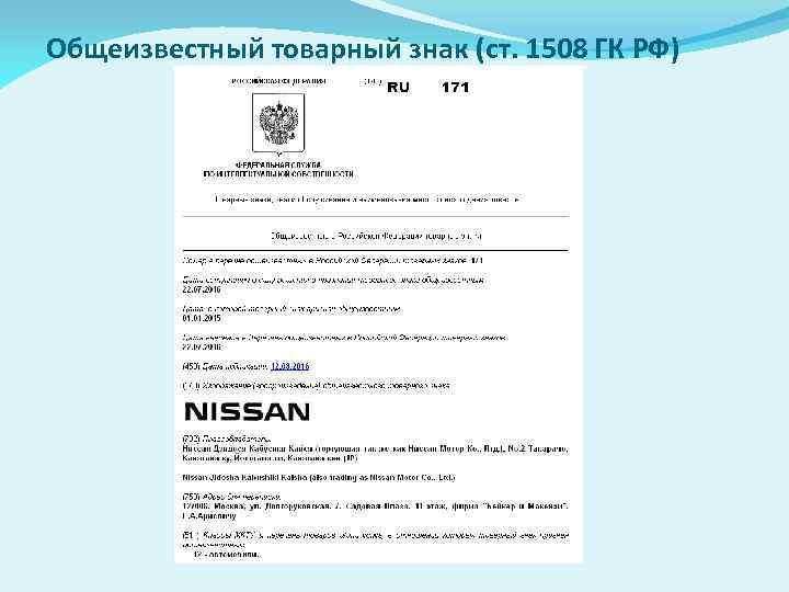 Общеизвестный товарный знак (ст. 1508 ГК РФ) 