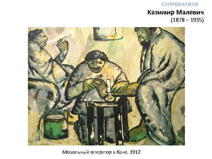 СУПРЕМАТИЗМ Казимир Малевич (1878 – 1935) Мозольный оператор в бане. 1912 