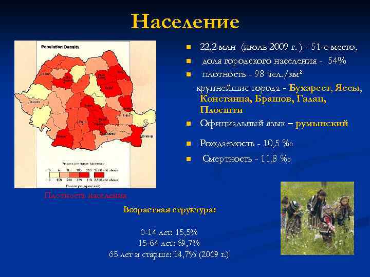 Население n n n 22, 2 млн (июль 2009 г. ) - 51 -е