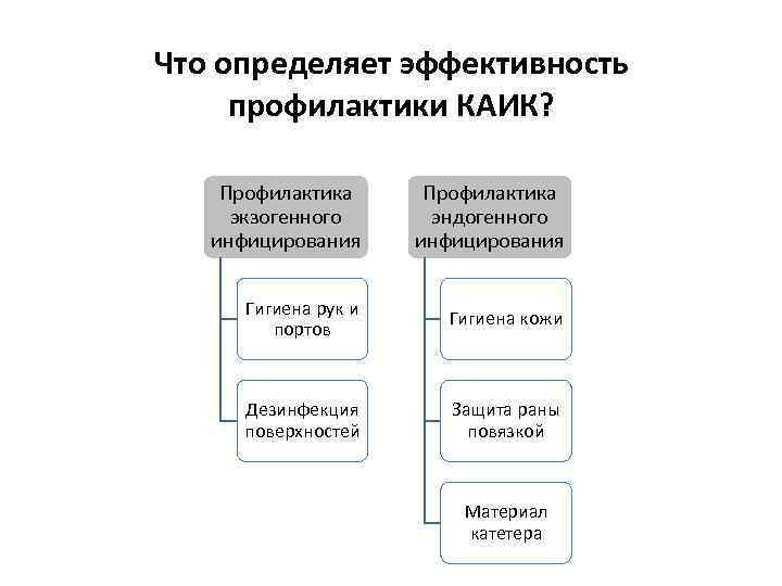 Что определяет эффективность профилактики КАИК? Профилактика экзогенного инфицирования Профилактика эндогенного инфицирования Гигиена рук и