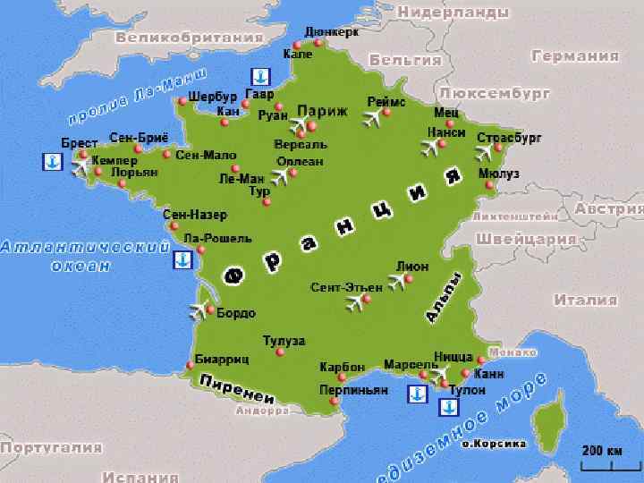 Какое море омывает францию. Географическая карта Франции. Морские Порты Франции на карте. Карта Франции с городами и реками. Порты Франции на карте.