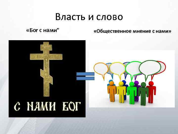 Власть и слово «Бог с нами" «Общественное мнение с нами» 