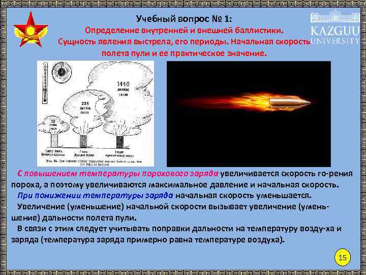 Учебный вопрос № 1: Определение внутренней и внешней баллистики. Сущность явления выстрела, его периоды.