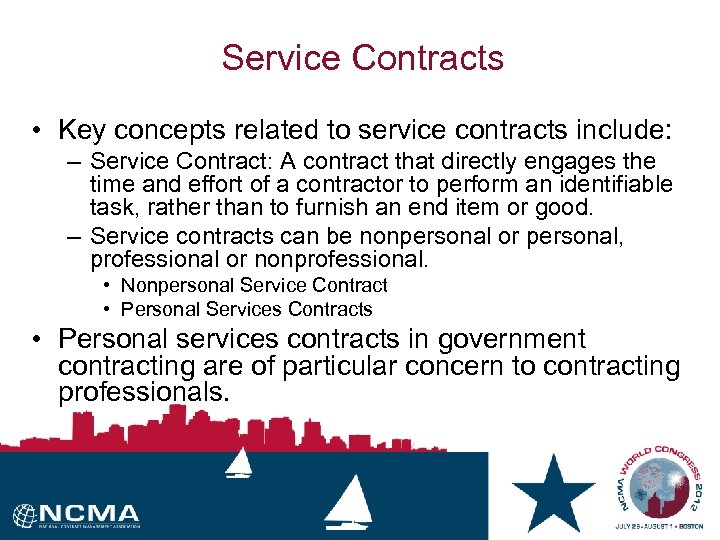Service Contracts • Key concepts related to service contracts include: – Service Contract: A