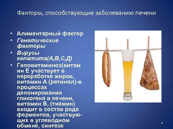 Факторы, способствующие заболеванию печени • Алиментарный фактор • Генетические факторы • Вирусы гепатита(А, В,
