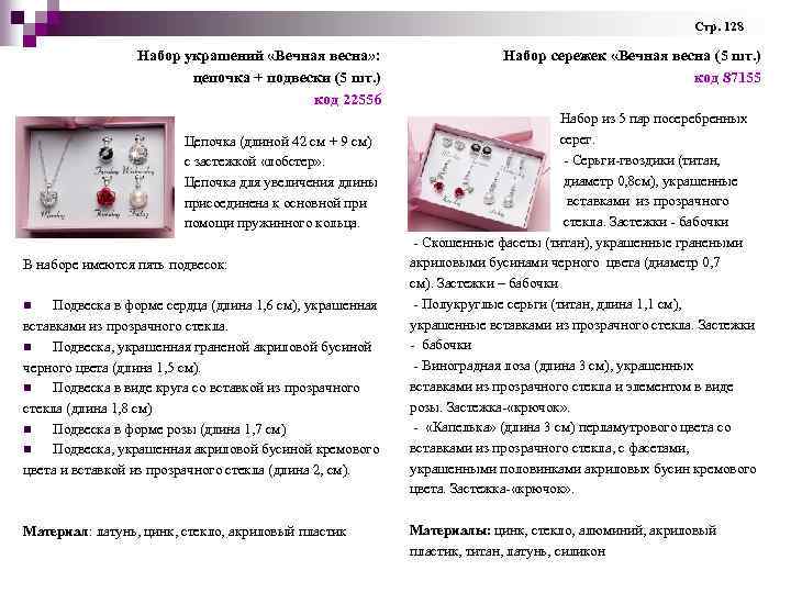 Стр. 128 Набор украшений «Вечная весна» : цепочка + подвески (5 шт. ) код