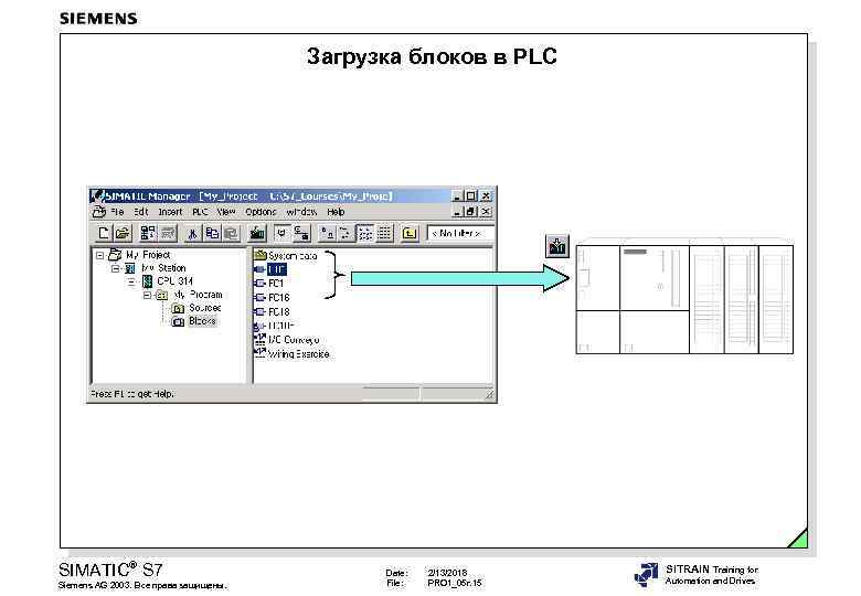 Загрузка блоков в PLC SIMATIC® S 7 Siemens AG 2003. Все права защищены. Date: