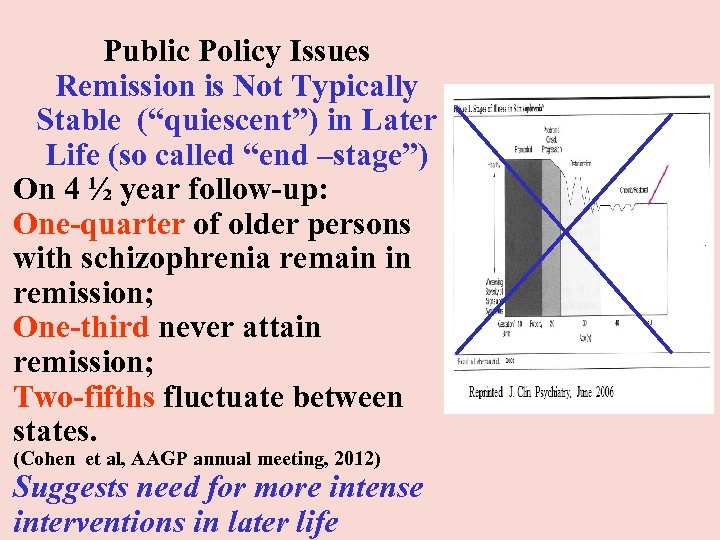 Public Policy Issues Remission is Not Typically Stable (“quiescent”) in Later Life (so called