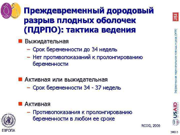 n Выжидательная – Срок беременности до 34 недель – Нет противопоказаний к пролонгированию беременности